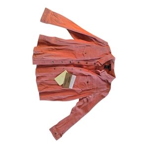 QVC Coral-Peach Snap-Front Leather Shirt Jacket